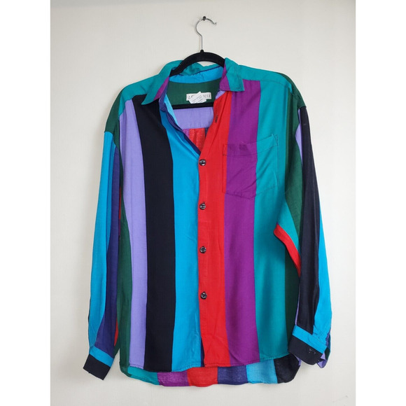 Vintage 90s‎ Z Cavaricci Womens Top Medium Long Sleeve 80s Striped Made In USA - Picture 8 of 8